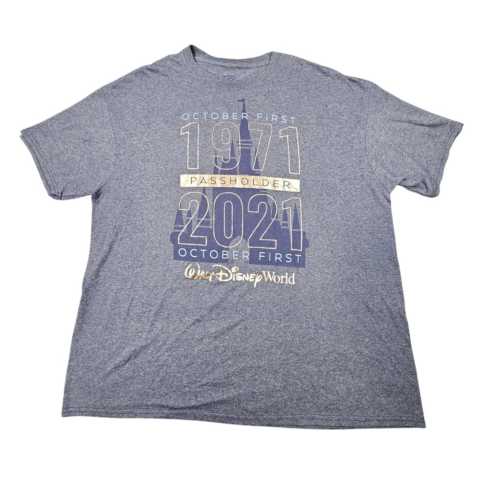 Disney World 50th Anniversary Passholder Shirt October 1 1971 2021 WDW XL Navy